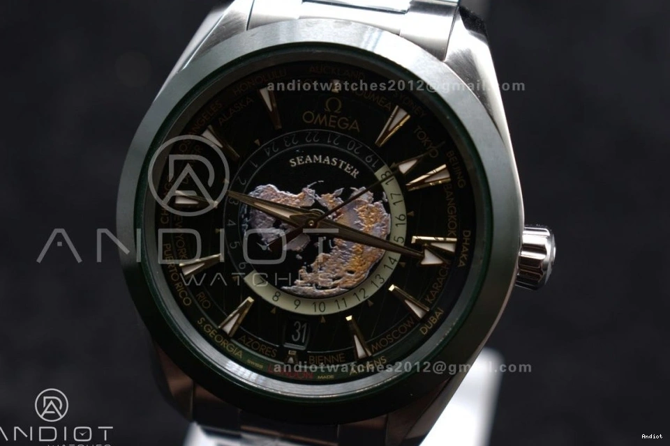 Worldtimer Best Green on A8938 Aqua 1:1 Bracelet Terra 43mm GMT SS Clone Super VSF Edition Ceramic 1123